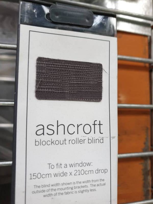 ASHCROFT BLOCK OUT ROLLER BLIND 90CMX210CM - CHARCOAL