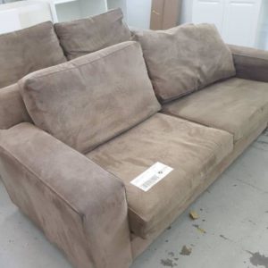 SECOND HAND - 2 X BEIGE UPHOLSTERED 2.5 SEATER COUCH SOLD AS IS