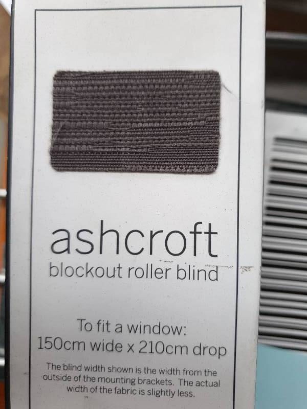 ASHCROFT BLOCK OUT ROLLER BLIND 120CMX210CM - CHARCOAL