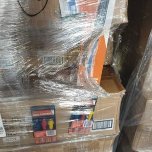 MIXED PALLET OF ASST'D GOODS INCL- MINI HACK SAWS NAIL PUNCHES LED LIGHT KEY RINGS ETC