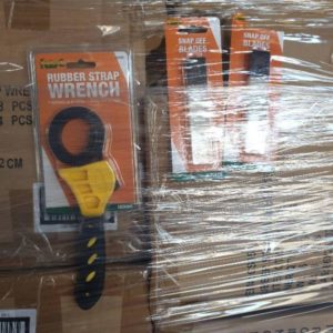 MIXED PALLET OF ASST'D GOODS INCL- RUBBER STRAP WRENCHES SNAP OFF BLADES ETC