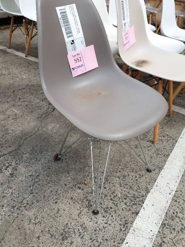 EX DISPLAY HOME FURNITURE - MOCHA ACRYLIC DINING CHAIR WITH STEEL LEGS SOLD AS IS