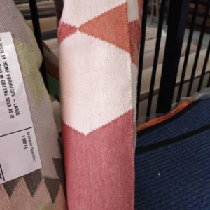 EX DISPLAY HOME FURNITURE - LARGE LINEN STYLE RUG IN PINKS SOLD AS IS SOLD AS IS