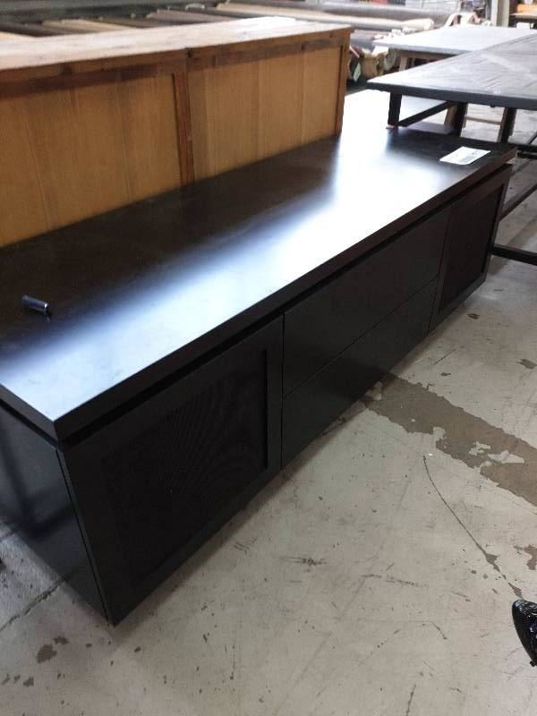 EX DISPLAY HOME FURNITURE - DARK SIDEBOARD WITH CENTRAL DRAWERS SOLD AS IS