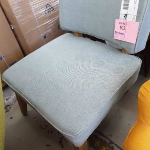 EX DISPLAY HOME FURNITURE - LIGHT BLUE ARM CHAIR SOLD AS IS