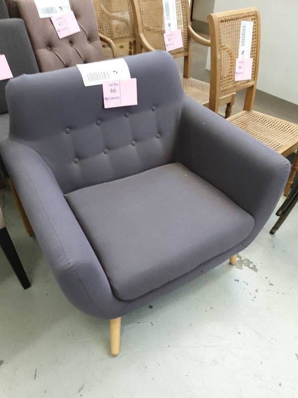 EX DISPLAY HOME FURNITURE - GREY ARM CHAIR SOLD AS IS