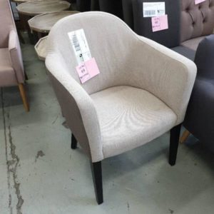 EX DISPLAY HOME FURNITURE - LINEN TUB CHAIR SOLD AS IS