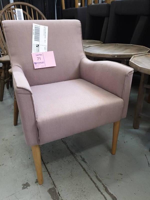 EX DISPLAY HOME FURNITURE - MAUVE ARM CHAIR SOLD AS IS