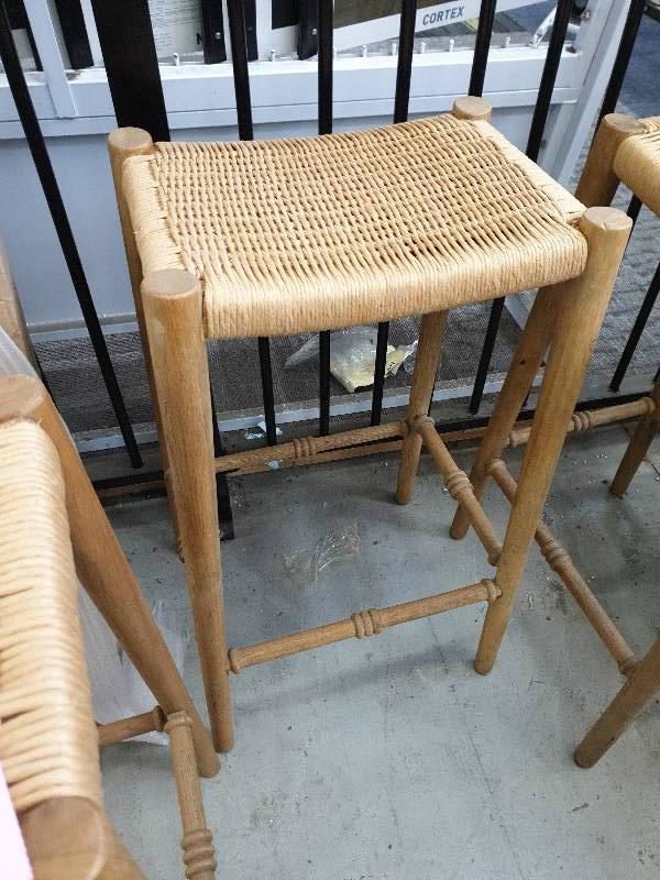 EX DISPLAY HOME FURNITURE - LOT OF 3 LIGHT TIMBER BAR STOOL SOLD AS IS