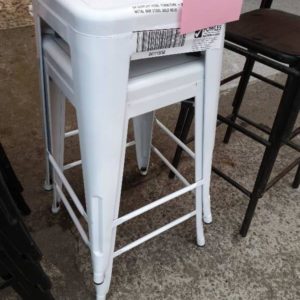 EX DISPLAY HOME FURNITURE - WHITE METAL BAR STOOL SOLD AS IS