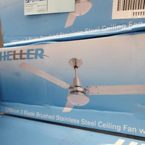 HELER 1200MM 3 BLADE BRUSHED S/STEEL CEILING FAN WITH LIGHT TRINITY