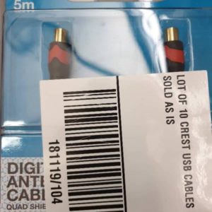 LOT OF 10 CREST USB CABLES FOR COMPUTER SOLD AS IS