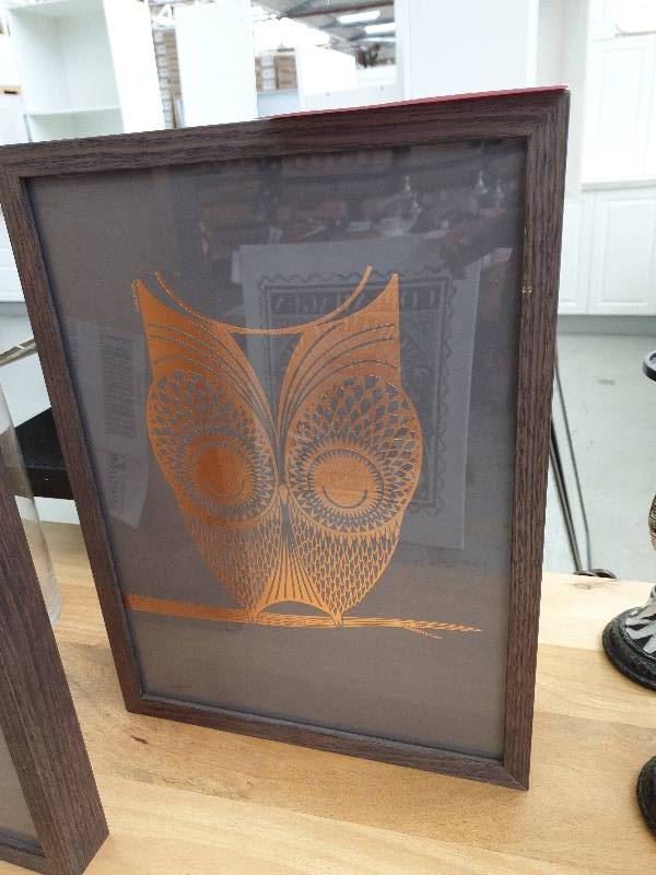 EX DISPLAY HOME FURNITURE - BRONZE OWL PRINT SOLD AS IS