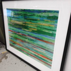 EX DISPLAY HOME FURNITURE - ABSTRACT PRINT - GREEN COLOURS SOLD AS IS