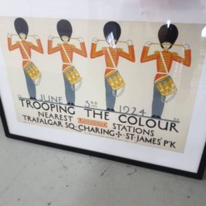 EX DISPLAY HOME FURNITURE - TROOPING OF THE COLOUR PRINT - DAMAGED FRAME SOLD AS IS