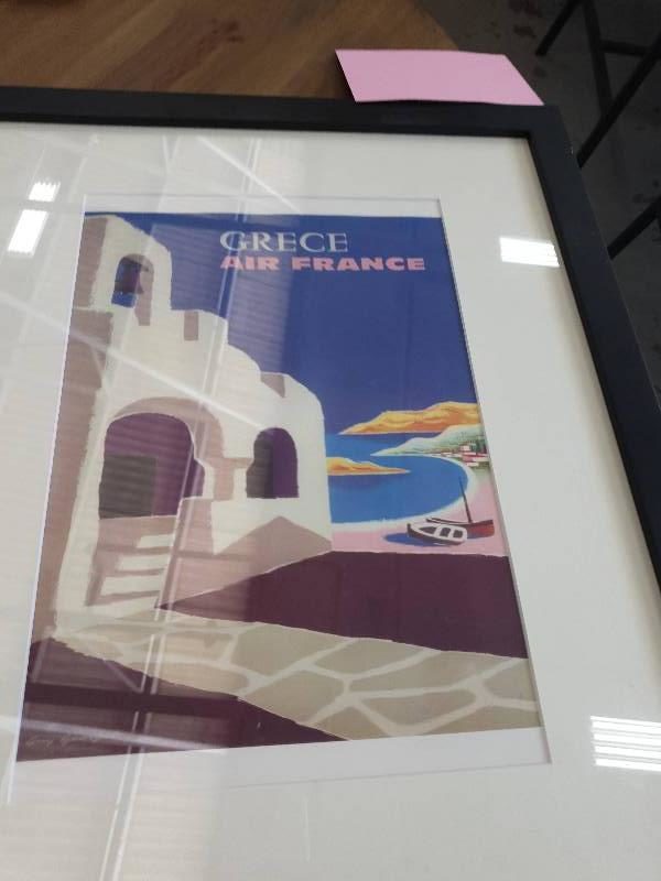 EX DISPLAY HOME FURNITURE - GREECE AIR FRANCE PRINT SOLD AS IS