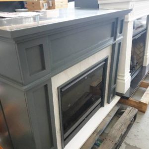 EX DISPLAY ELTHAM 2KW ELECTRIC FIREPLACE WITH MANTLE MODEL ETM20-AU GREY WITH MARBLE FINISH LED FLAME WITH LOG EFFECT RRP$2499 WITH 12 MONTH WARRANTY