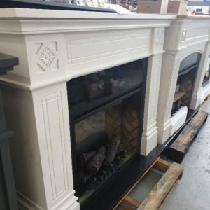 EX DISPLAY WINDELSHAM 2KW REVILLUSION ELECTRIC FIREPLACE WITH MANTEL WHITE WITH NATURAL OAK VENEER MANTEL WITH LED FLAME WITH LOG EFFECT RRP$2799 WITH 12 MONTH WARRANTY