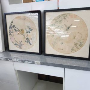 EX DISPLAY HOME FURNITURE - PAIR OF CHINESE PRINTS SOLD AS IS