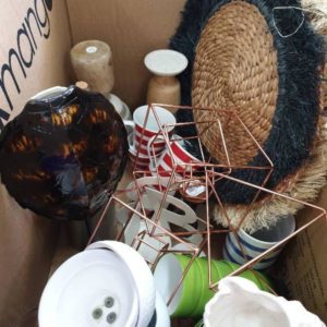 EX DISPLAY HOME DECOR - BOX OF ASSORTED HOME DECOR ITEMS SOLD AS IS