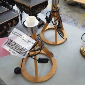 EX DISPLAY HOME DECOR - TIMBER ROUND TRIPOD LAMP BASE SOLD AS IS