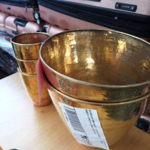 EX DISPLAY HOME DECOR - LOT OF 4 X GOLD VASES (2 LARGE & 2 SMALL) SOLD AS IS