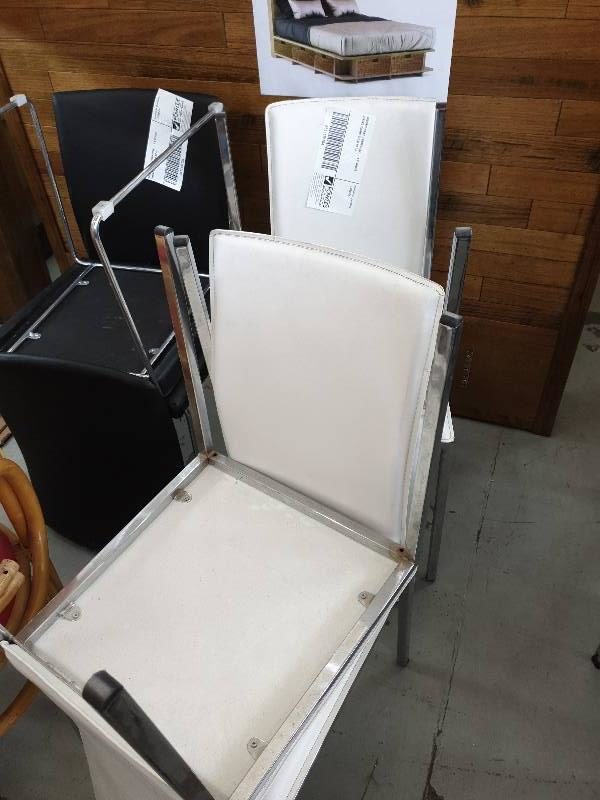 SECOND HAND FURNITURE - 4 X WHITE DINING CHAIR SOLD AS IS