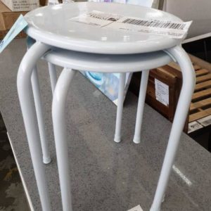 SECOND HAND FURNITURE - 2 X LOW METAL STOOL SOLD AS IS