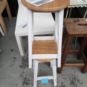 SECOND HAND FURNITURE - PAIR OF WHITE STOOL SOLD AS IS