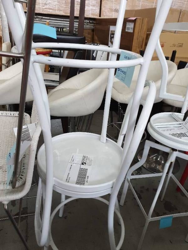 SECOND HAND FURNITURE - 2 X WHITE BAR STOOL SOLD AS IS