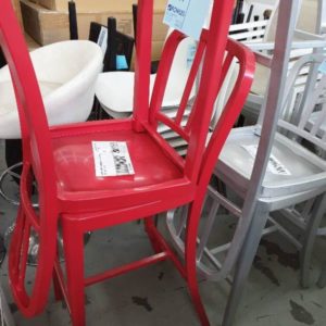 SECOND HAND FURNITURE - 2 X RED BAR STOOL SOLD AS IS
