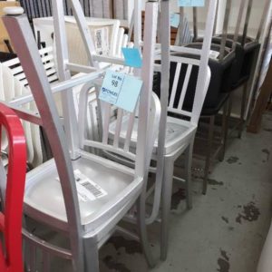 SECOND HAND FURNITURE - 4 X SILVER BAR STOOL SOLD AS IS