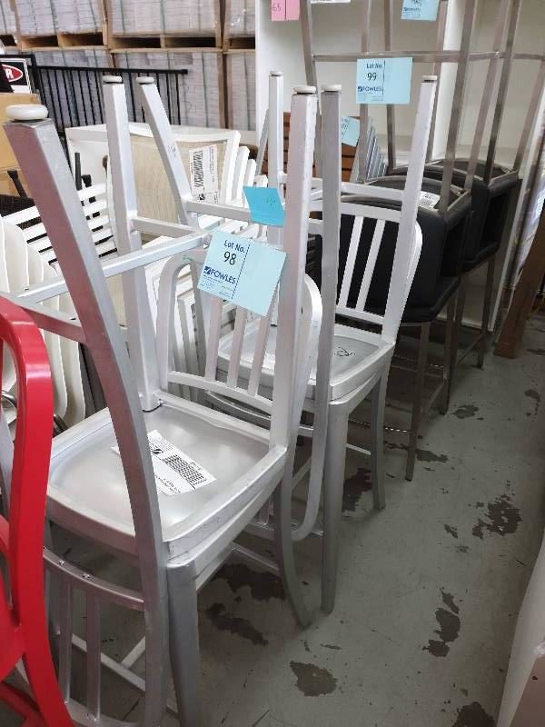 SECOND HAND FURNITURE - 4 X SILVER BAR STOOL SOLD AS IS