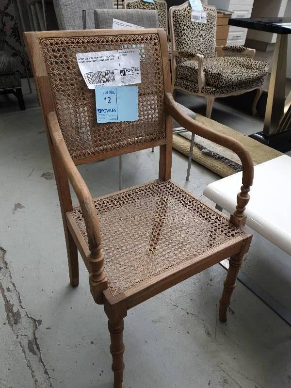 EX DISPLAY HOME FURNITURE - LIGHT OAK FRENCH STYLE CARVER CHAIR SOLD AS IS
