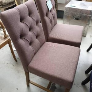 EX DISPLAY HOME FURNITURE - GREY UPHOLSTERED DINING CHAIR SOLD AS IS