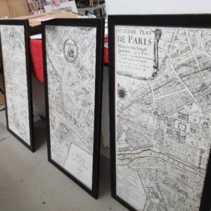 EX DISPLAY HOME FURNITURE - SET OF 3 PARIS MAPS PRINTS SOLD AS IS