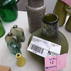 EX DISPLAY HOME DECOR - LOT OF 6 X ASSTD GREEN VASES SOLD AS IS