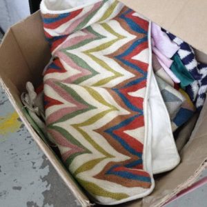 EX DISPLAY HOME FURNITURE - BOX OF CUSHION COVERS SOLD AS IS
