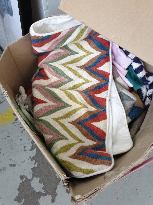 EX DISPLAY HOME FURNITURE - BOX OF CUSHION COVERS SOLD AS IS