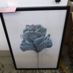 EX DISPLAY HOME FURNITURE - CABBAGE PRINT BLACK FRAME SOLD AS IS