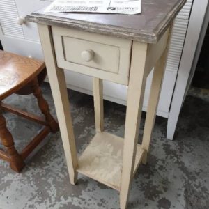 SECOND HAND FURNITURE - OLD TIMBER BEDSIDE TABLE SOLD AS IS