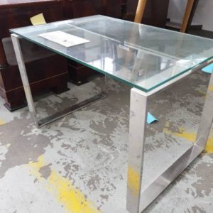 SECOND HAND FURNITURE - GLASS SIDE TABLE SOLD AS IS