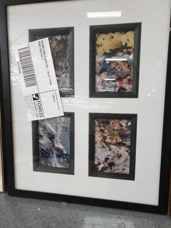 SECOND HAND FURNITURE - BLACK FRAME PRINT SOLD AS IS