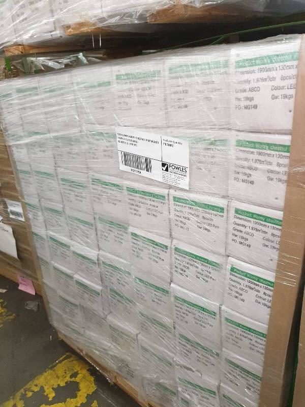 130X15/4MM WORMY CHESTNUT PREFINISHED ENGINEERED FLOORING- (56 BOXES X 1.976 M2)