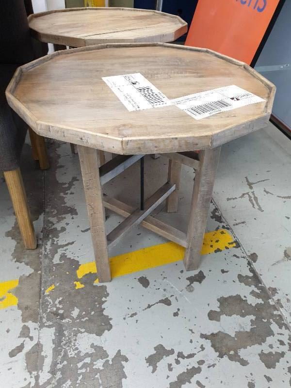 EX DISPLAY HOME FURNITURE - LIGHT OAK TIMBER SIDE TABLE SOLD AS IS