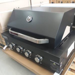 NEW EURO BLACK BUILT IN BBQ EAL900RBQBL 4 BURNER WITH HOOD BLUE LIGHT KNOBS PUSH BUTTON IGNITION RRP$1516 WITH 12 MONTH WARRANTY