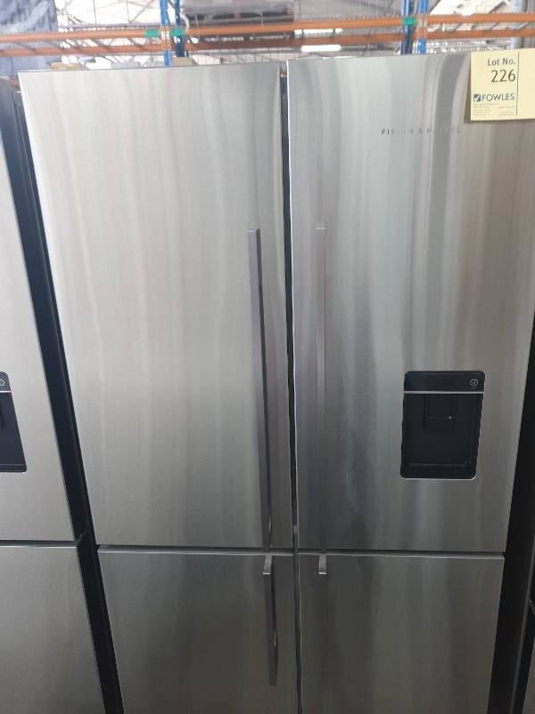 FISHER & PAYKEL QUAD DOOR FRIDGE FREEZER MODEL RF605QDUVX1 WITH ICE & WATER DISPENSER 605 LITRE OFFERS STORAGE FLEXIBILITY WITH A VARIABLE TEMPERATURE ZONE COMPARTMENT BRILLIANT LED LIGHTING AND ACTIVE SMART TECHNOLOGY HELPS KEEP FOOD FRESHER FOR LONGER PERFECTLY FLAT DOORS O