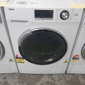 HAIER 8KG CONDENSER DRYER HDC80EI WITH 12 DRYING OPTIONS ANTI CREASE WITH LED DISPLAY ORP$899 WITH 3O DAY WARRANTY
