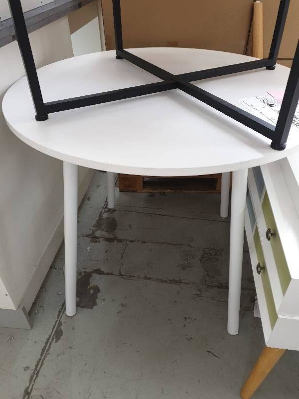 EX DISPLAY HOME FURNITURE - ROUND WHITE DINING TABLE SOLD AS IS