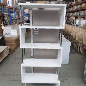 EX DISPLAY HOME FURNITURE - 5 TIER WHITE BOOKCASE SOLD AS IS